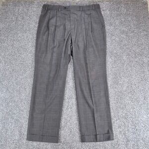 Ralph Lauren Dress Pants Mens 36x30 Gray Windowpane Plaid Pleated Cuffed